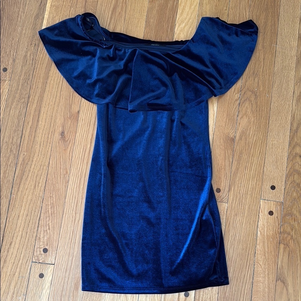 Forever 21 Blue Stretch Velvet Dress M